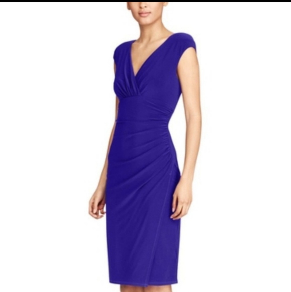 NWOT Ralph Lauren Wrap Fitting Dress in blue